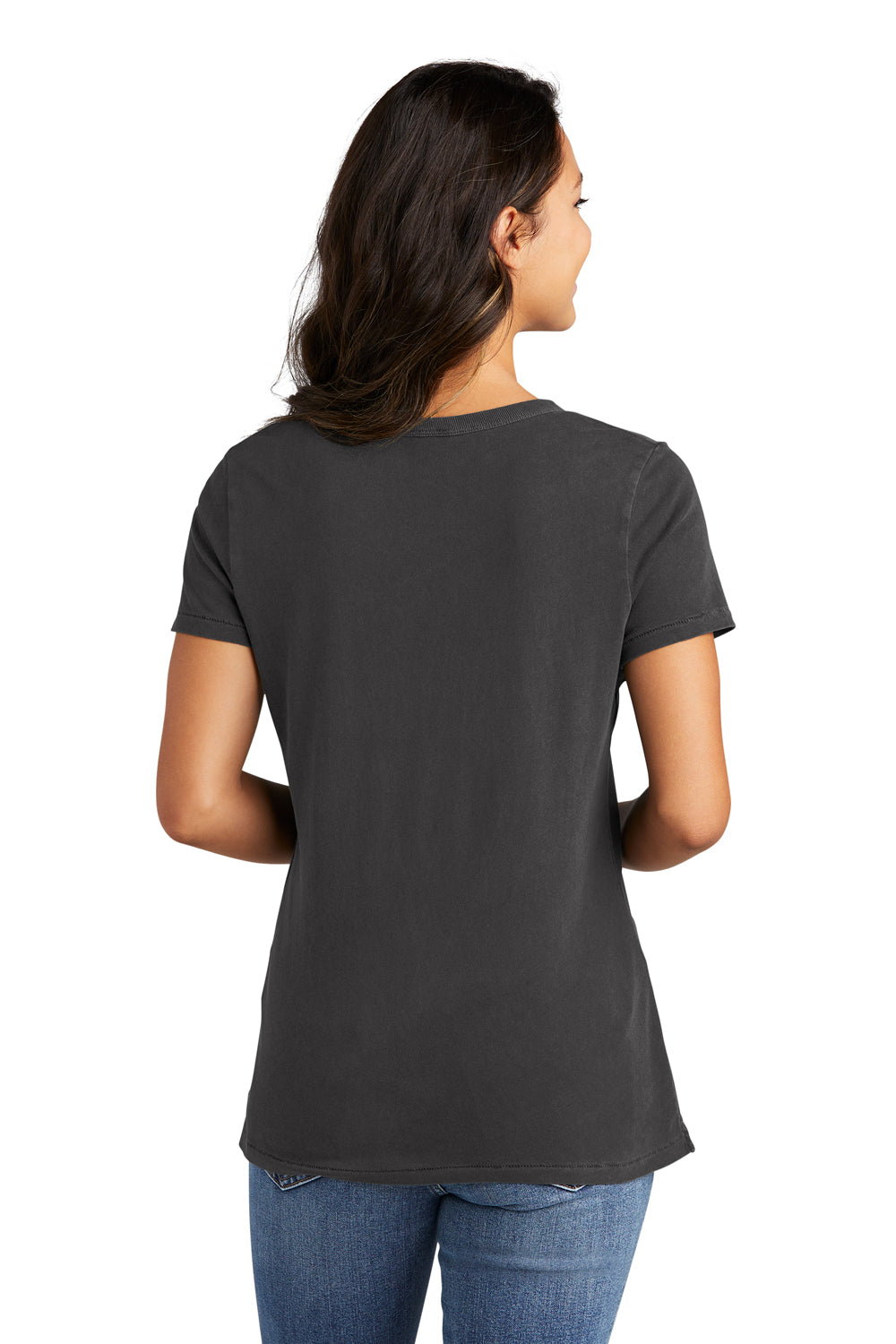 Port & Company LPC099V Womens Beach Wash Garment Dyed Short Sleeve V-Neck T-Shirt Coal Grey Back