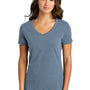 Port & Company Womens Beach Wash Garment Dyed Short Sleeve V-Neck T-Shirt - Faded Denim Blue