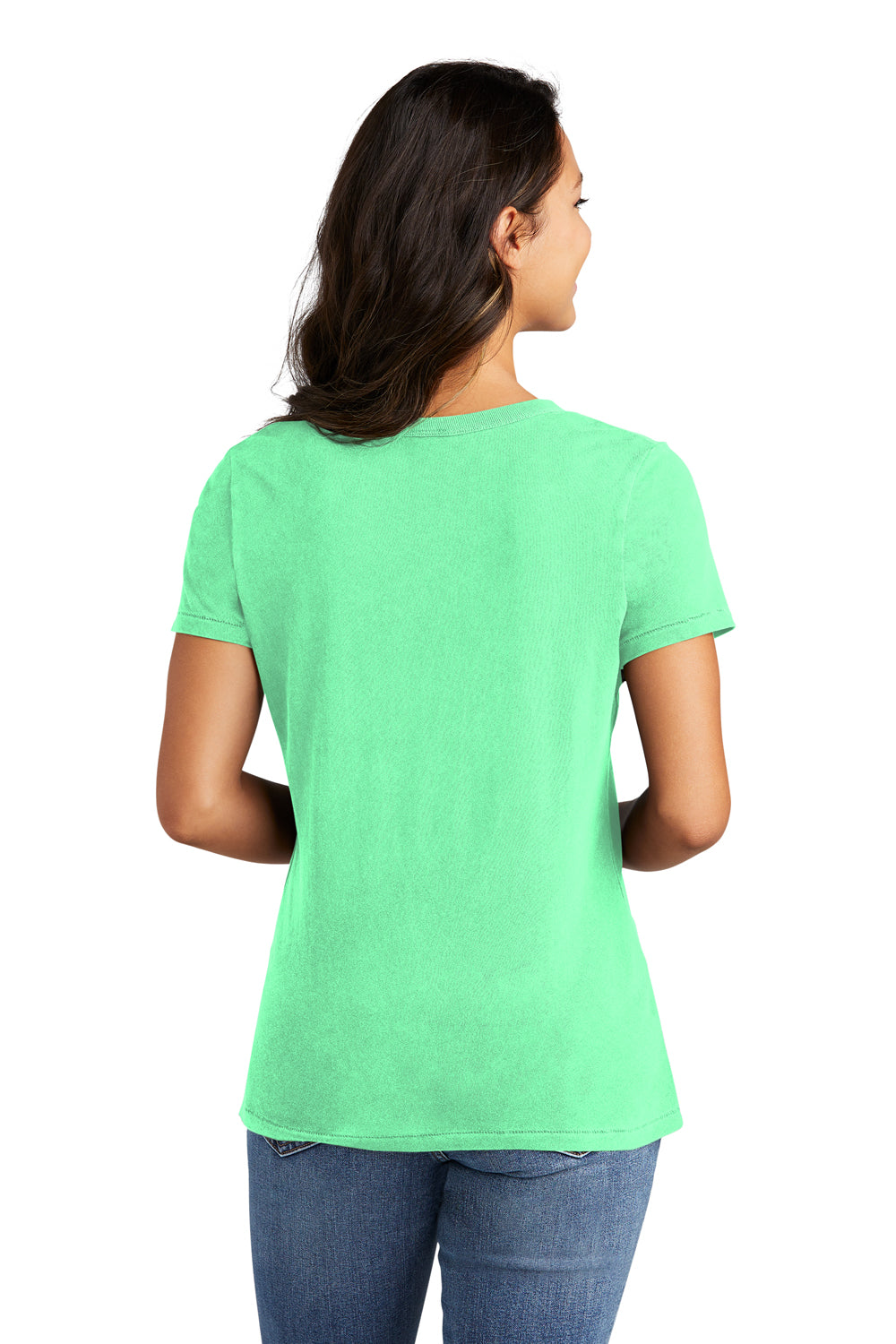 Port & Company LPC099V Womens Beach Wash Garment Dyed Short Sleeve V-Neck T-Shirt Jadeite Green Back