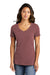 Port & Company LPC099V Womens Beach Wash Garment Dyed Short Sleeve V-Neck T-Shirt Nostalgia Rose Front