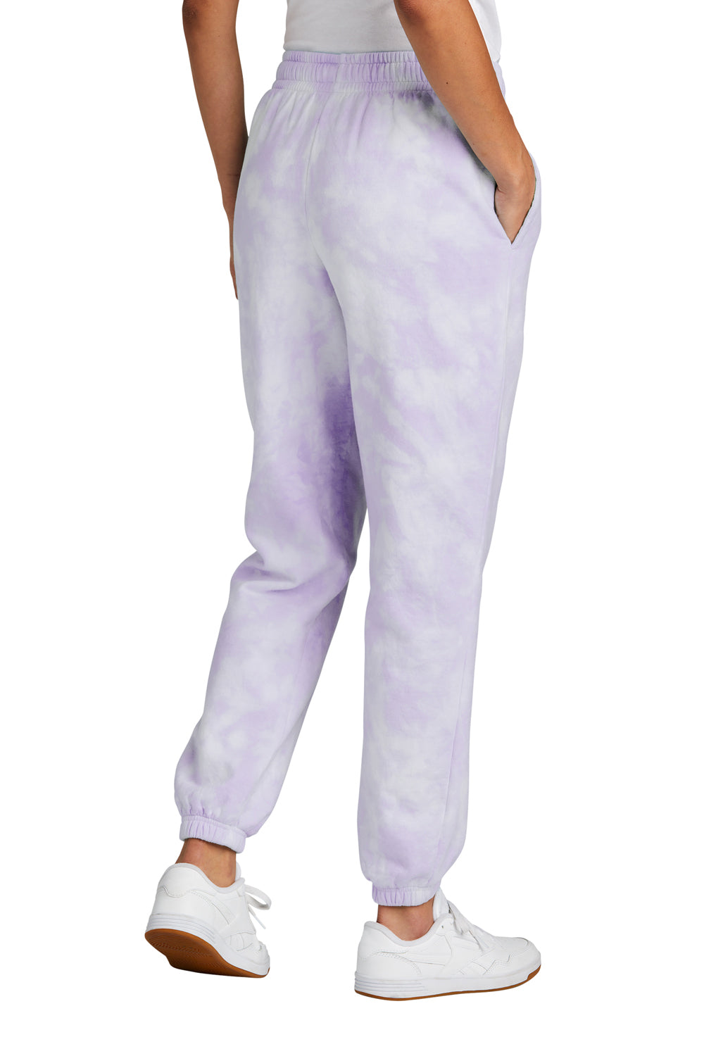 Port & Company Womens Beach Wash Tie Dye Sweatpants w/ Pockets Amethyst Purple Back