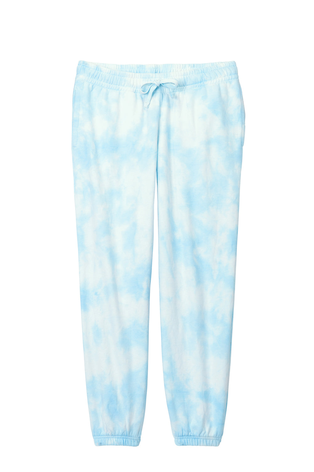Port & Company Womens Beach Wash Tie Dye Sweatpants w/ Pockets Glacier Blue Flat Front