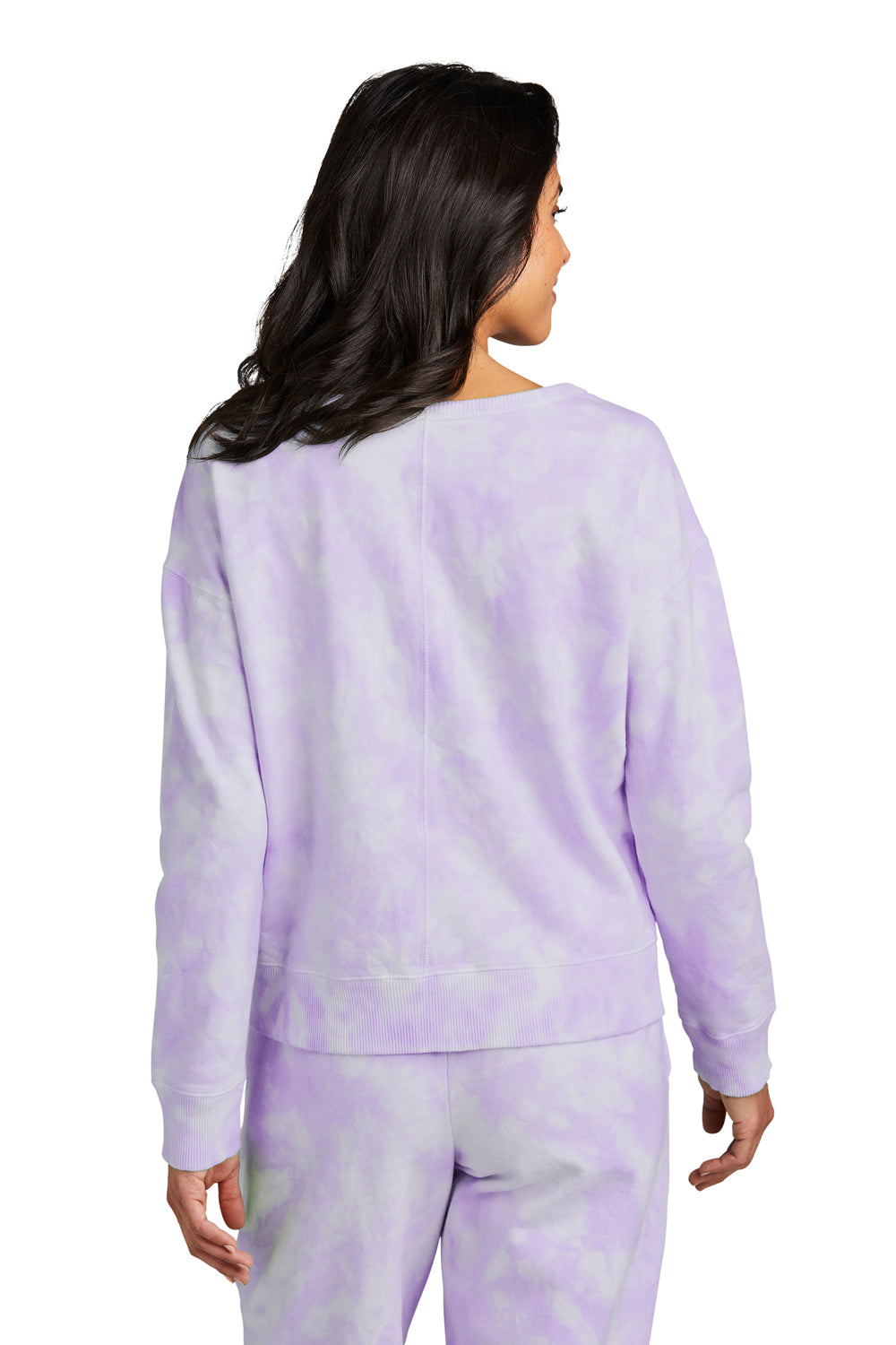 Port & Company Womens Beach Wash Tie Dye V Neck Sweatshirt Amethyst Purple Back