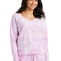 Port & Company Womens Beach Wash Tie Dye V-Neck Sweatshirt - Cerise Pink
