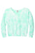 Port & Company Womens Beach Wash Tie Dye V Neck Sweatshirt Cool Mint Green Flat Front