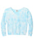 Port & Company Womens Beach Wash Tie Dye V Neck Sweatshirt Glacier Blue Flat Front