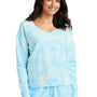 Port & Company Womens Beach Wash Tie Dye V-Neck Sweatshirt - Glacier Blue