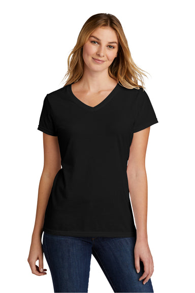 Port & Company Womens Short Sleeve V-Neck T-Shirt Black Front