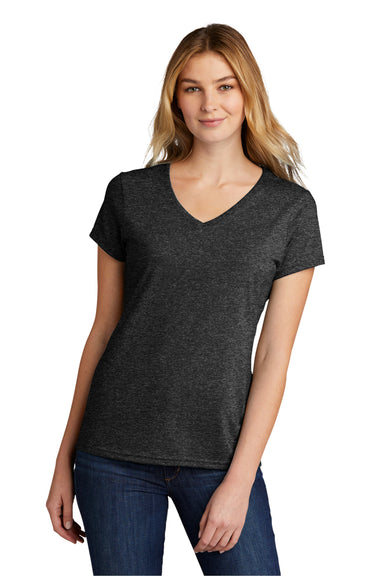 Port & Company Womens Short Sleeve V-Neck T-Shirt Heather Black Front