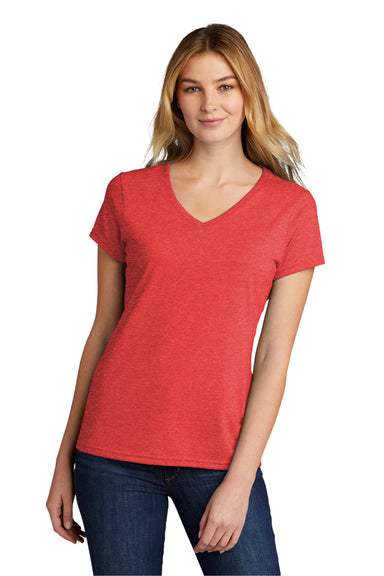 Port & Company Womens Short Sleeve V-Neck T-Shirt Heather Bright Red Front