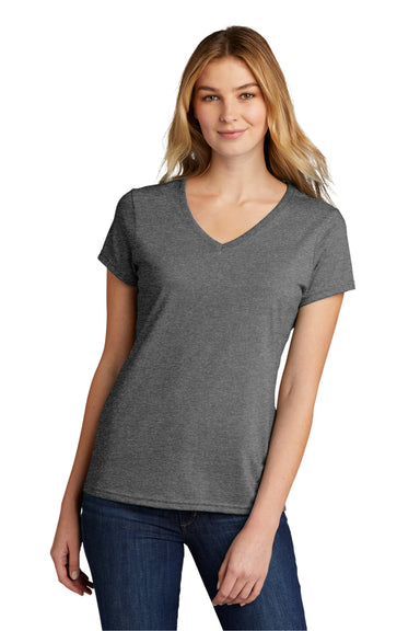 Port & Company Womens Short Sleeve V-Neck T-Shirt Heather Graphite Grey Front