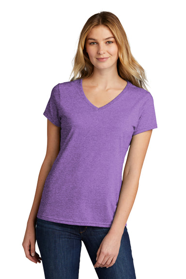 Port & Company Womens Short Sleeve V-Neck T-Shirt Heather Team Purple Front