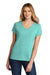 Port & Company Womens Short Sleeve V-Neck T-Shirt Heather Vivid Teal Green Front