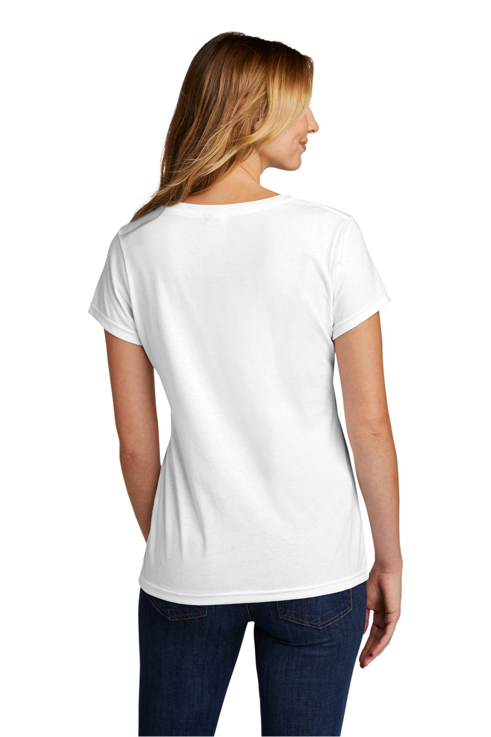 Port & Company Womens Short Sleeve V-Neck T-Shirt White Side