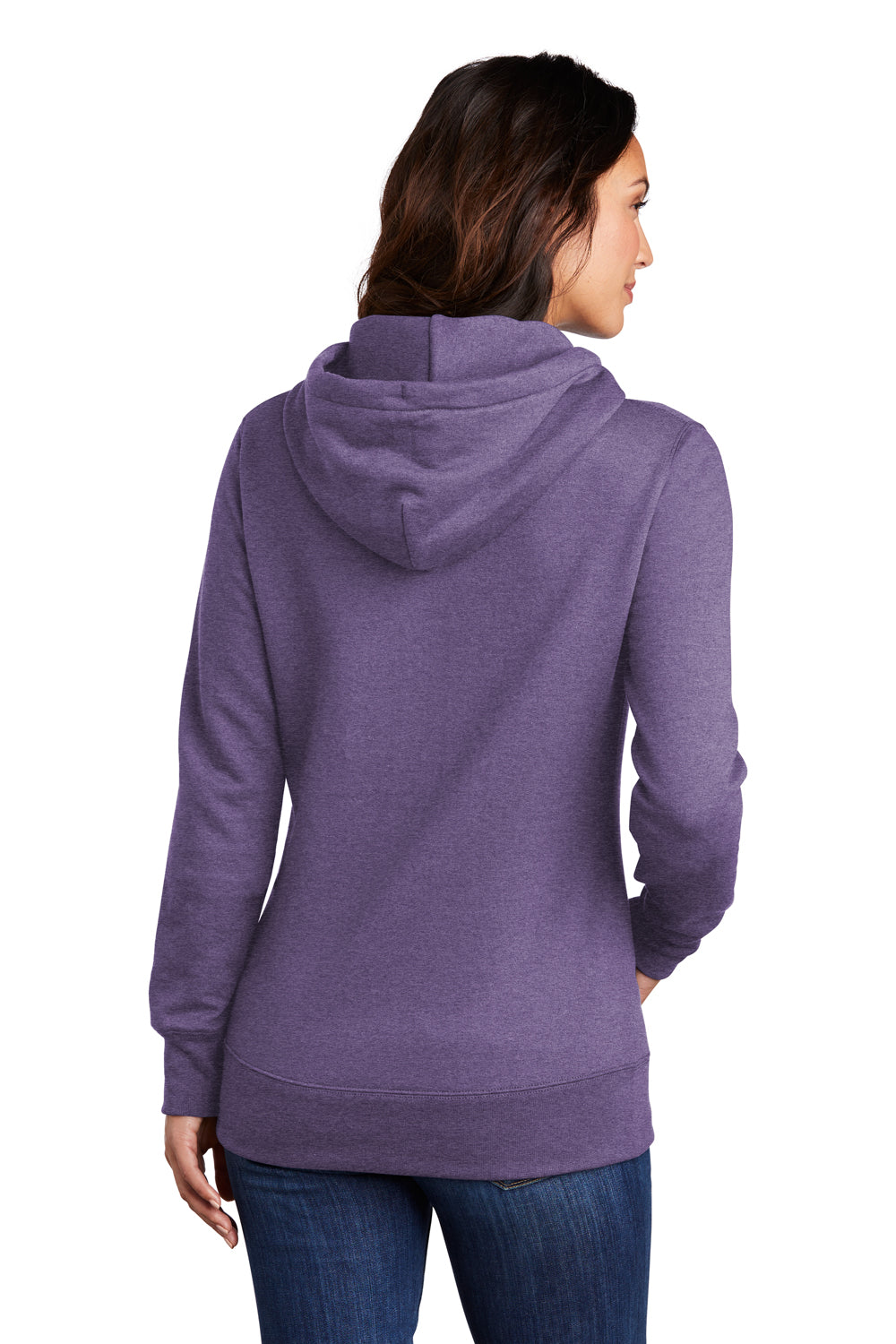 Port & Company Womens Core Fleece Hooded Sweatshirt Hoodie Heather Purple Side