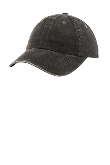 Port Authority LPWU Garment Washed Hat Black Front