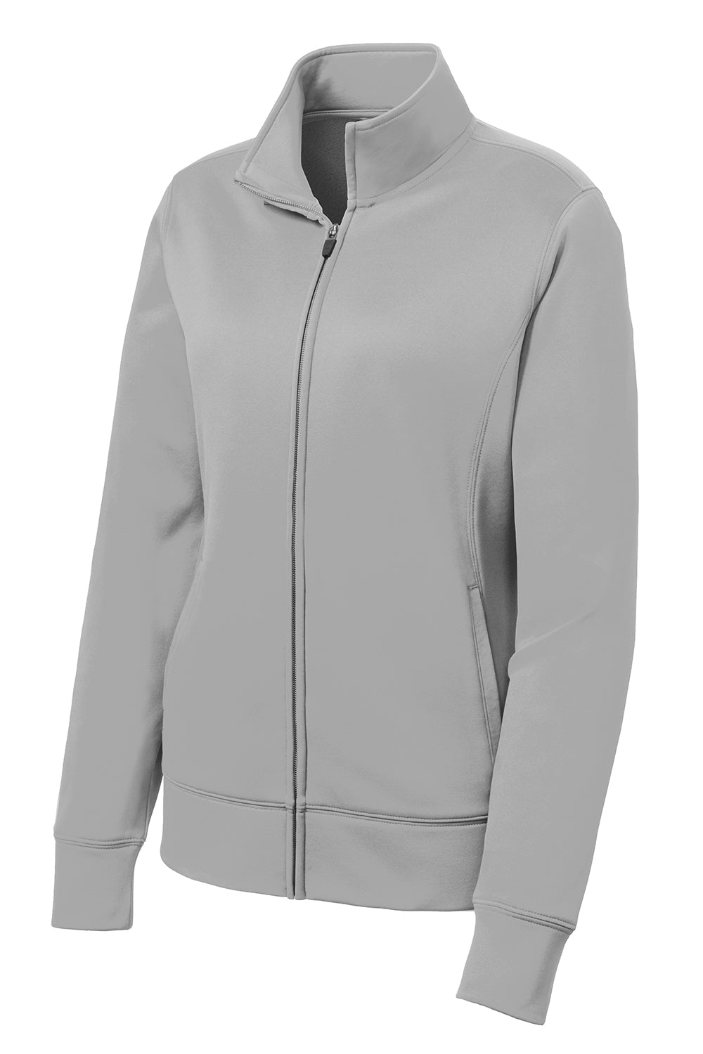 Sport-Tek LST241 Womens Sport-Wick Moisture Wicking Fleece Full Zip Sweatshirt Silver Grey Flat Front