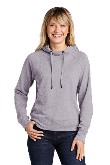 Sport-Tek Womens French Terry Hooded Sweatshirt Hoodie Heather Grey Front