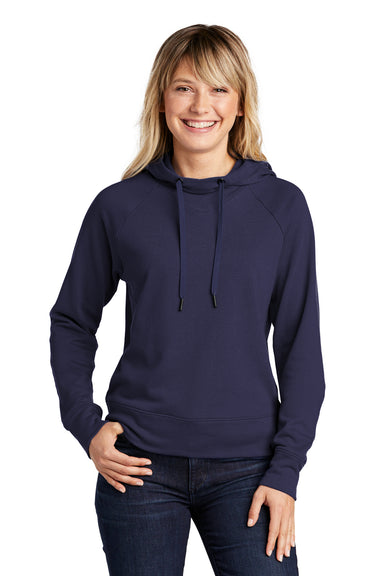 Sport-Tek Womens French Terry Hooded Sweatshirt Hoodie True Navy Blue Front