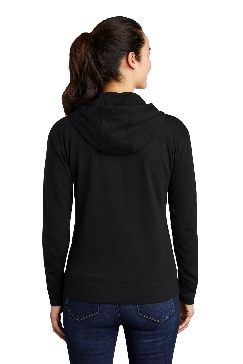 Sport-Tek Womens Moisture Wicking Fleece Full Zip Hooded Sweatshirt Hoodie Black Side