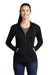 Sport-Tek Womens Moisture Wicking Fleece Full Zip Hooded Sweatshirt Hoodie Black Front