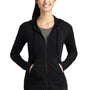 Sport-Tek Womens Moisture Wicking Fleece Full Zip Hooded Sweatshirt Hoodie - Black