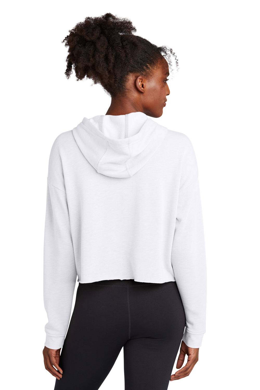 Sport-Tek Womens Moisture Wicking Fleece Crop Hooded Sweatshirt Hoodie White Side