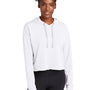 Sport-Tek Womens Moisture Wicking Fleece Crop Hooded Sweatshirt Hoodie - White