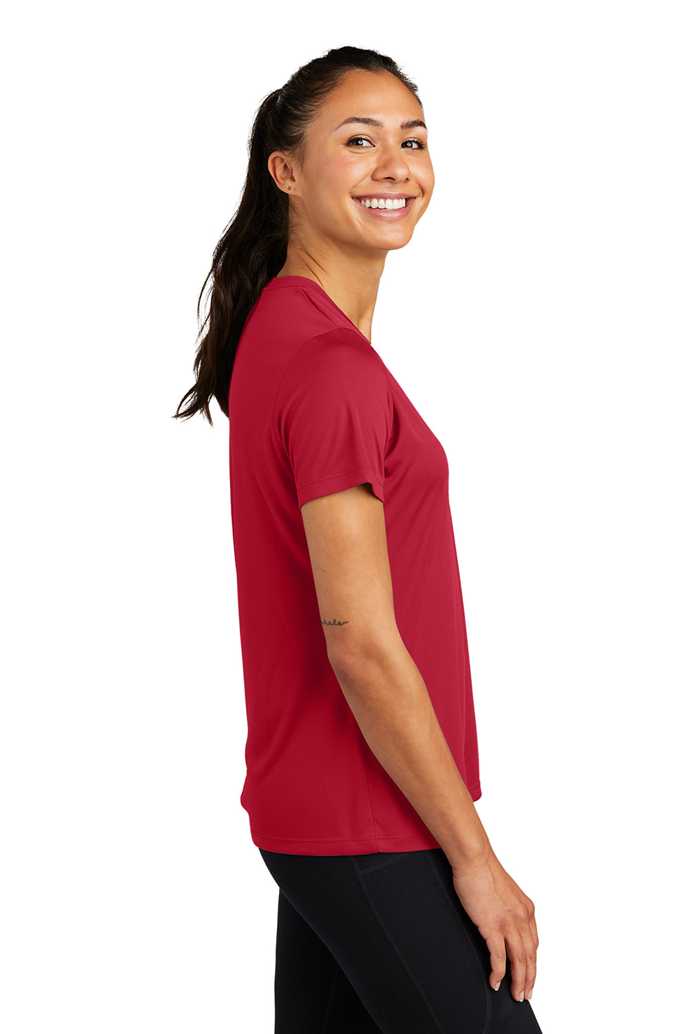 Sport-Tek LST350 Womens Competitor Moisture Wicking Short Sleeve Crewneck T-Shirt Deep Red SIde