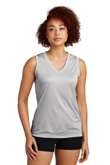 Sport-Tek LST352 Womens Competitor Moisture Wicking Tank Top Silver Grey Front