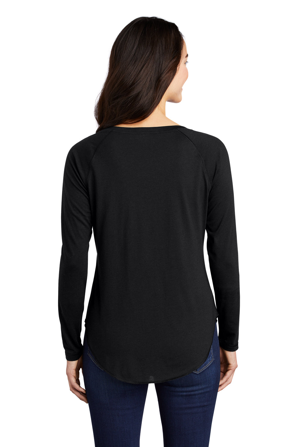 Sport-Tek Womens Moisture Wicking Long Sleeve Scoop Neck T-Shirt Black Side