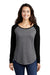 Sport-Tek Womens Moisture Wicking Long Sleeve Scoop Neck T-Shirt Black/Heather Dark Grey Front