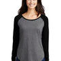 Sport-Tek Womens Moisture Wicking Long Sleeve Scoop Neck T-Shirt - Heather Dark Grey/Black