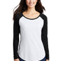 Sport-Tek Womens Moisture Wicking Long Sleeve Scoop Neck T-Shirt - White/Black