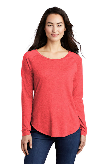 Sport-Tek Womens Moisture Wicking Long Sleeve Scoop Neck T-Shirt Heather True Red Front