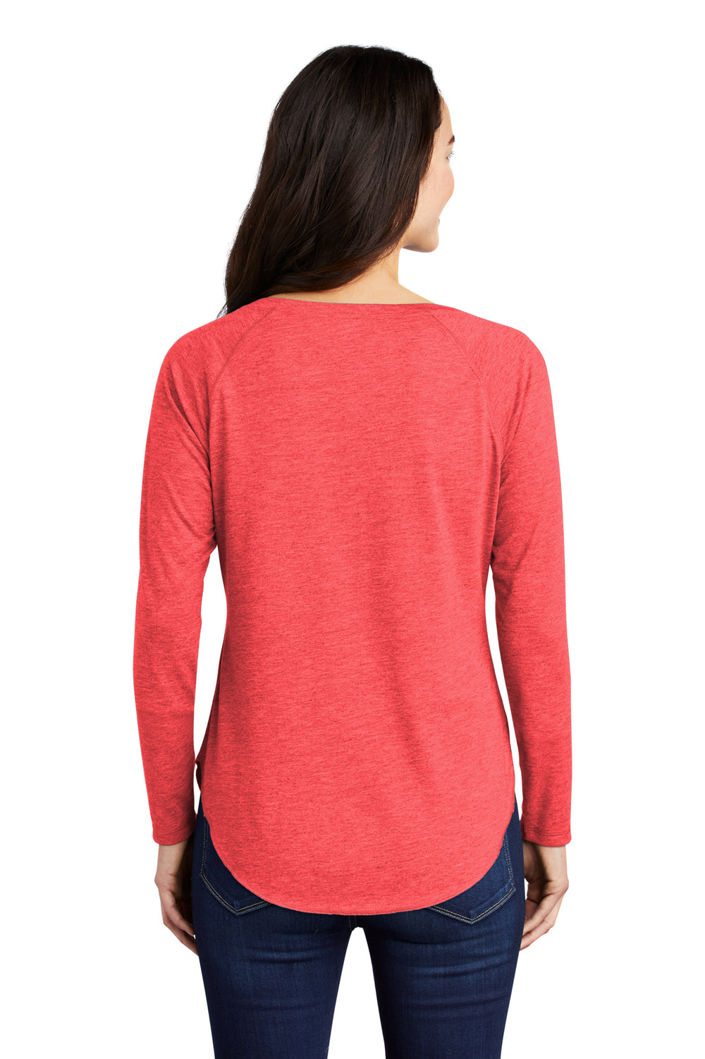 Sport-Tek Womens Moisture Wicking Long Sleeve Scoop Neck T-Shirt Heather True Red Side