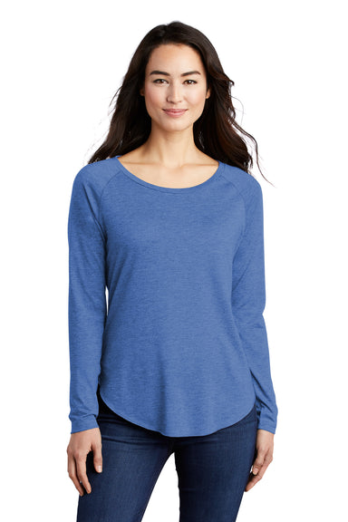 Sport-Tek Womens Moisture Wicking Long Sleeve Scoop Neck T-Shirt Heather True Royal Blue Front