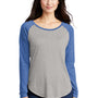 Sport-Tek Womens Moisture Wicking Long Sleeve Scoop Neck T-Shirt - Heather Light Grey/Heather True Royal Blue