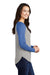 Sport-Tek Womens Moisture Wicking Long Sleeve Scoop Neck T-Shirt Heather True Royal Blue/Heather Light Grey Side