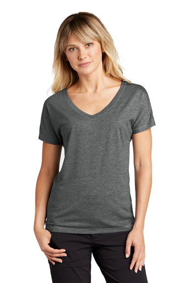 Sport-Tek Womens Moisture Wicking Short Sleeve V-Neck T-Shirt Heather Dark Grey Front