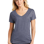 Sport-Tek Womens Moisture Wicking Short Sleeve V-Neck T-Shirt - Heather True Navy Blue