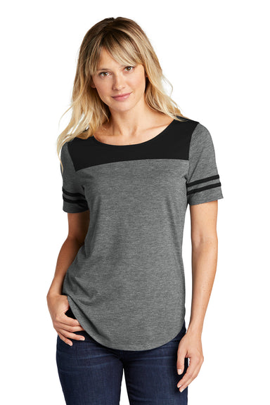 Sport-Tek Womens Fan Moisture Wicking Short Sleeve Crewneck T-Shirt Black/Heather Dark Grey Front