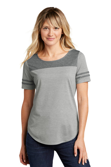 Sport-Tek Womens Fan Moisture Wicking Short Sleeve Crewneck T-Shirt Heather Dark Grey/Heather Light Grey Front
