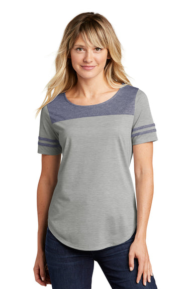 Sport-Tek Womens Fan Moisture Wicking Short Sleeve Crewneck T-Shirt Heather True Navy Blue/Heather Light Grey Front