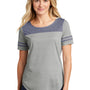 Sport-Tek Womens Fan Moisture Wicking Short Sleeve Crewneck T-Shirt - Heather Light Grey/Heather True Navy Blue