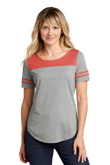 Sport-Tek Womens Fan Moisture Wicking Short Sleeve Crewneck T-Shirt Heather True Red/Heather Light Grey Front