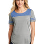 Sport-Tek Womens Fan Moisture Wicking Short Sleeve Crewneck T-Shirt - Heather Light Grey/Heather True Royal Blue
