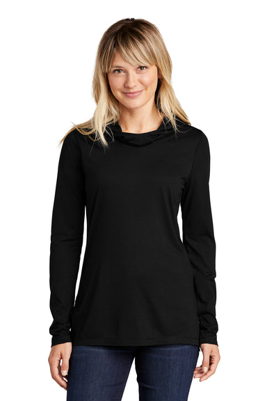 Sport-Tek Womens Moisture Wicking Cowl Neck Sweatshirt Black Front
