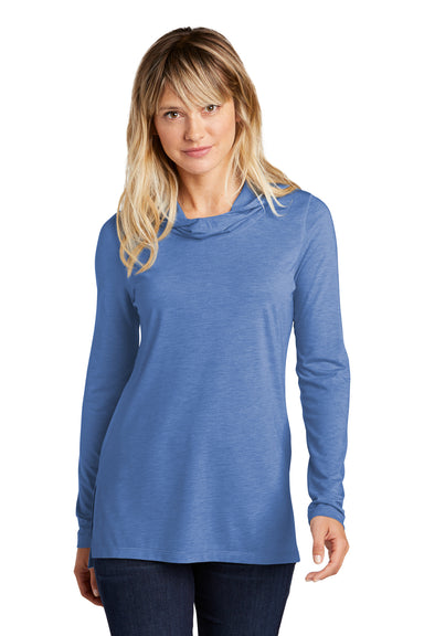 Sport-Tek Womens Moisture Wicking Cowl Neck Sweatshirt Heather True Royal Blue Front
