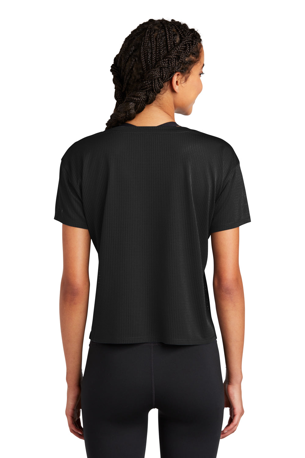 Sport-Tek Womens Draft Crop Short Sleeve Crewneck T-Shirt Black Side